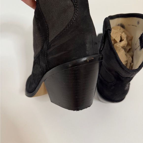 Dolce Vita Black Suede Western Ankle Booties — Metallic Gold Cap Toe, Size 8 - Picture 3 of 8